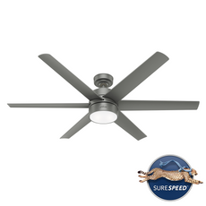 Hunter 60-inch Solaria Outdoor Matte Silver Ceiling Fan
